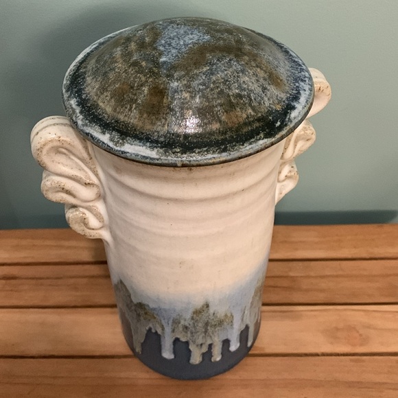Handcrafted, Heavy Stoneware Vase with Lid - Picture 15 of 17